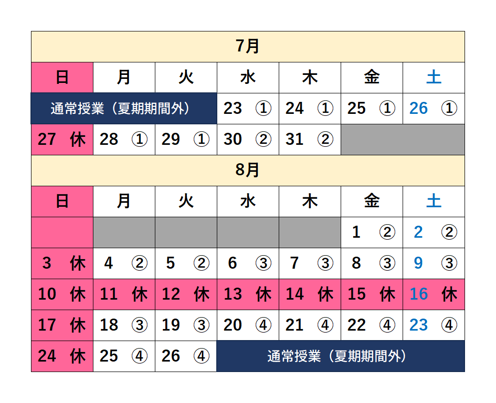 パズル教室夏期講習日程