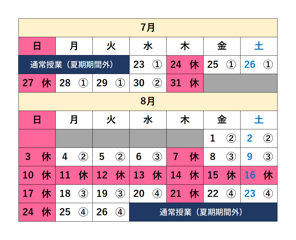 パズル教室夏期講習日程